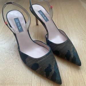 SJP Slip Camouflage Slingback Heels